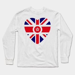 British Hong Konger Multinational Patriot Flag Series (Heart) Long Sleeve T-Shirt